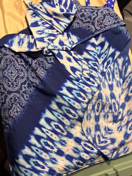 Dotti Other - Dotti Blue and White Mixed-Print Sleeveless Swim Coverup Romper